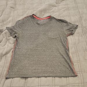 Charcoal Gray With Exposed Red Hem Men's Short Sleeve Tee Size M!